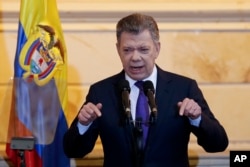 Colombia's President Juan Manuel Santos speaks during the inauguration of the newlyelected legislature, in Bogota, Colombia, July 20, 2018.