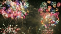 Fireworks over New York City on July 4th, 2012.
