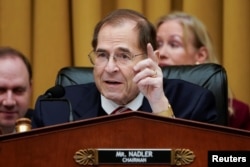 FILE - Chairman of the House Judiciary Committee Jerrold Nadler speaks during a hearing on Capitol Hill in Washington, March 26, 2019.