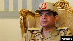 General Abdel Fattah al-Sissi is seen during a news conference in Cairo, May 22, 2013. 