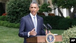 President Barack Obama makes a statement on the situation in Ukraine and Gaza, at the White House in Washington, July 21, 2014.