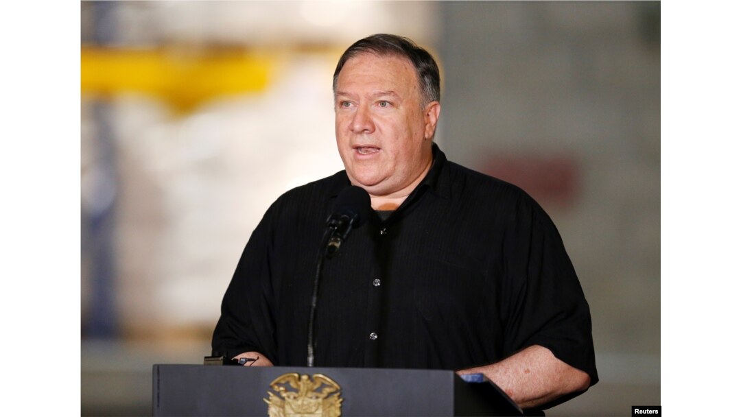 U.S. Secretary of State Mike Pompeo speaks during a news conference in Cucuta, Colombia, April 14, 2019.