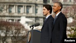 استقبال رسمی باراک اوباما رئیس جمهوری ایالات متحده از جاستین ترودو نخست وزیر کانادا در کاخ سفید - ۲۰ اسفند ۱۳۹۴ 