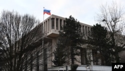 FILE - A general view of the embassy of the Russian Federation in Paris, Feb. 14, 2017. 