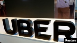 FILE PHOTO: The logo of Uber is pictured during the presentation of their new security measures in Mexico City, Mexico April 10, 2018. 