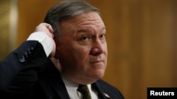 El director de la CIA, durante la audiencia de confirmación el 12 de abril de 2018.