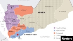 FILE Map of Yemen locating the al-Anad air base.
