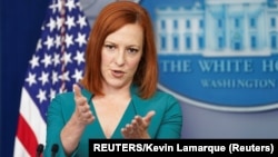 USA, Washington, White House Press Secretary Jen Psaki speaks to reporters at the White House