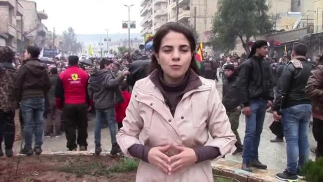 خۆپیشاندانی خەڵکی عفرین دژ بە بڕیاری تورکیا بۆ هێرش کردنە سەر شارەکە