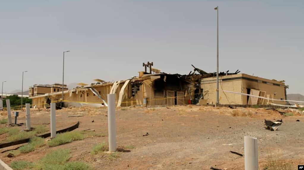 This photo released Thursday, July 2, 2020, by the Atomic Energy Organization of Iran, shows a building after it was damaged by a fire, at the Natanz uranium enrichment facility some 200 miles (322 kilometers) south of the capital Tehran, Iran. A…
