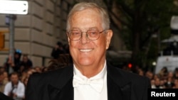 FILE - Businessman David Koch attends a Gala in Upper Manhattan, New York, May 5, 2014. 