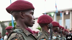 Congolese Republican Guards stand at a welcome ceremony for Belgium's King Albert II in Kinshasa, FILE June 28, 2010.