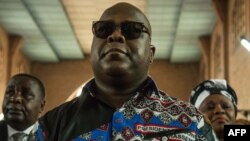 Felix Tshisekedi assistant à une cérémonie commémorative le 1er février 2018 à Kinshasa. Le corps de son père Etienne Tshisekedi n'a pas encore été rapatrié. 