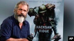 Mel Gibson discusses the film "Hacksaw Ridge" at AOL Studios in New York, Nov. 2, 2016. 