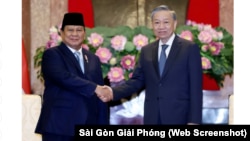 Tổng Bí thư-Chủ tịch nước Tô Lâm (phải) tiếp Tổng thống đắc cử Indonesia Prabowo Subianto tại Hà Nội ngày 13/9/2024.