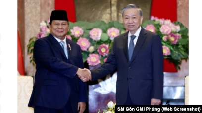 Tổng Bí thư-Chủ tịch nước Tô Lâm (phải) tiếp Tổng thống đắc cử Indonesia Prabowo Subianto tại Hà Nội ngày 13/9/2024.