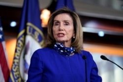 Speaker of the House Nancy Pelosi, D-Calif., speaks during a news conference at the Capitol in Washington, Aug. 27, 2020.