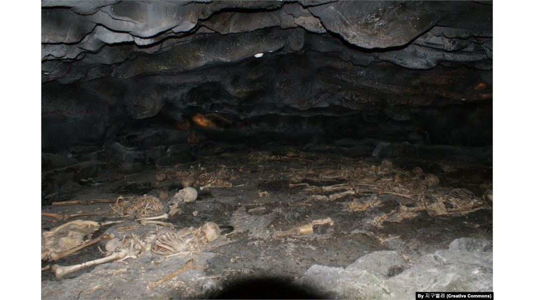Victims' remains in Darangshi cave.