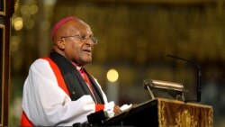 Archbishop Tutu speaks during a memorial service for former South African President Nelson Mandela at Westminster Abbey in London March 3, 2014. Mandela died on December 5, 2013 at the age of 95.