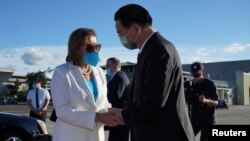 نانسی پلوسی، رئیس مجلس نمایندگان ایالات متحده، در پایان سفرش به تایوان