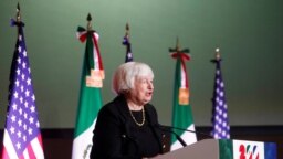 Menteri Keuangan AS Janet Yellen berbicara dalam sebuah acara peringatan lebih dari 200 tahun hubungan diplomatik yang terjalin antara AS dan Meksiko di Mexico City, pada 6 Desember 2023. (Foto: Reuters/Daniel Becerril)