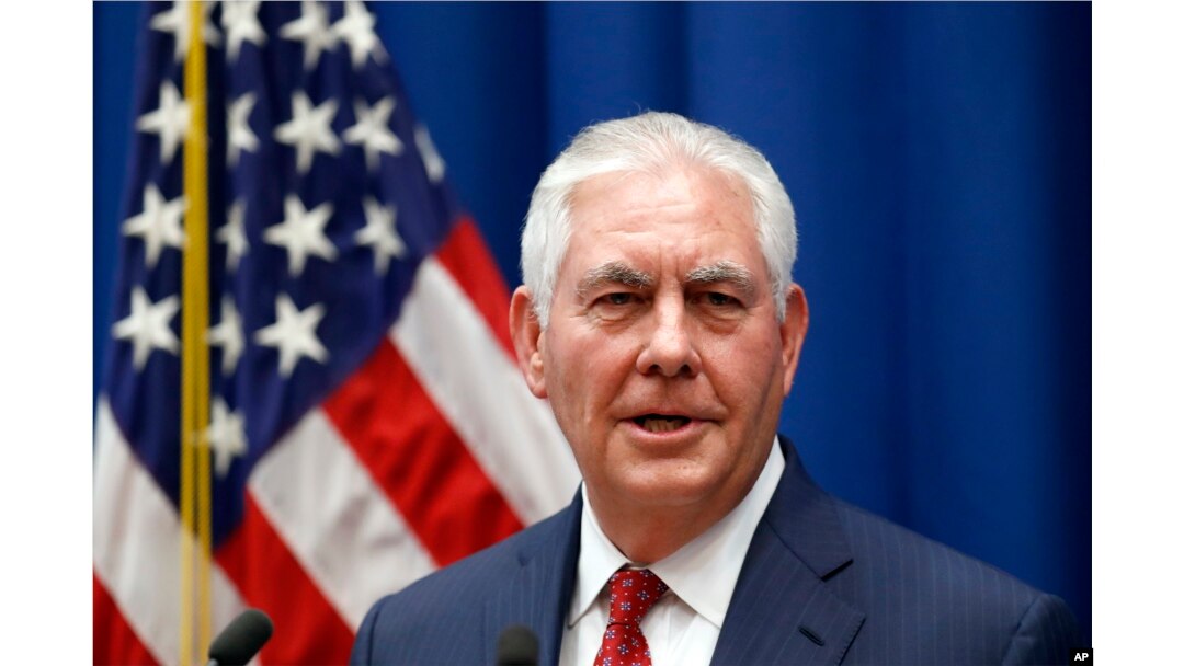 Secretary of State Rex Tillerson speaks to staff members at the U.S. Mission to the U.N., Oct. 26, 2017, in Geneva, Switzerland.