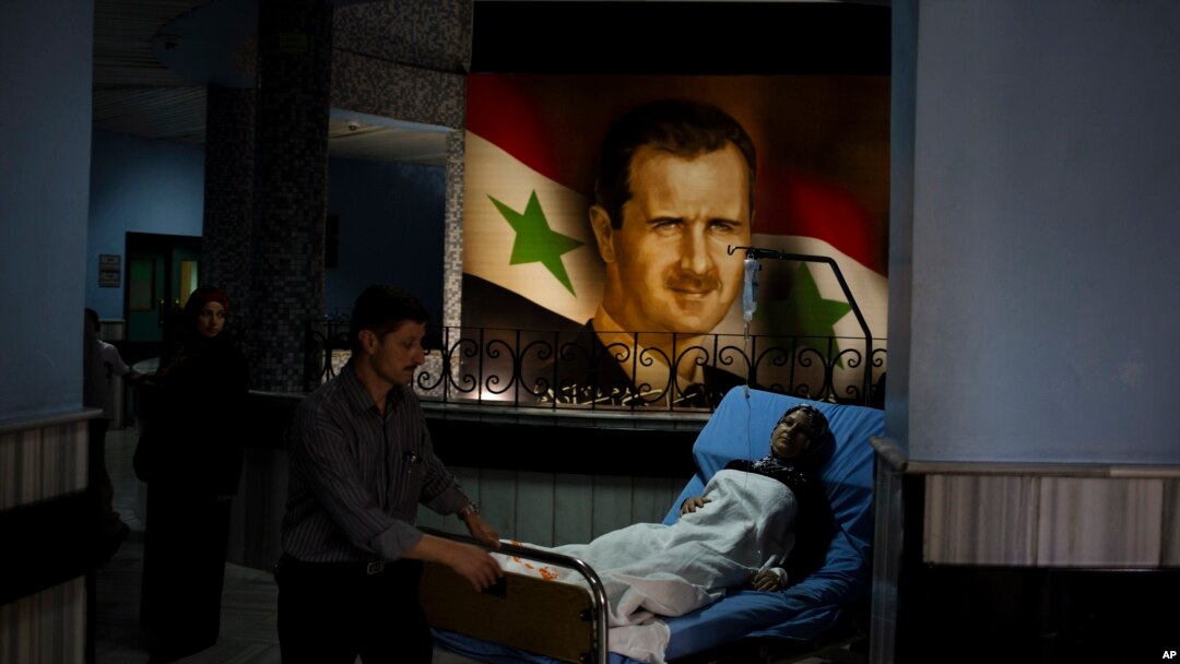 Foto Presiden Suriah Bashar Assad di Damaskus, ibukota Suriah.