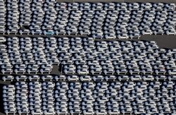 FILE - New Porsche cars are parked at the grounds of the Porsche plant in Leipzig, eastern Germany, Nov. 3, 2015.