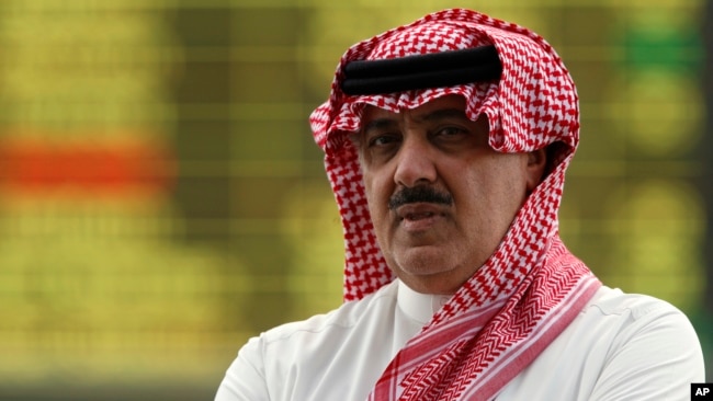 FILE - Mwanamflame Miteb bin Abdul Aziz,kijana wa mfalme wa zamani Abdullah bin Abdul Aziz al-Saud.