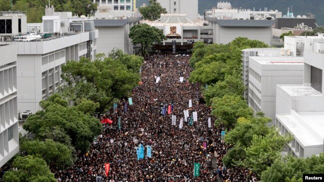 香港学生在香港中文大学举行反送中罢课行动。（2019年9月2日）
