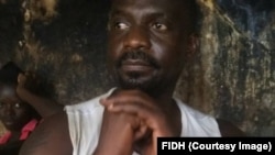 Freddy Libeba au cachot à Bangui, Centrafrique, June 13 2017. (FIDH)