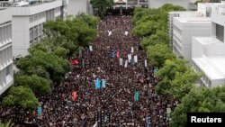 香港学生罢课在香港中文大学举行反送中示威游行。（2019年9月2日）