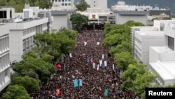 香港学生在香港中文大学举行反送中罢课行动。（2019年9月2日）