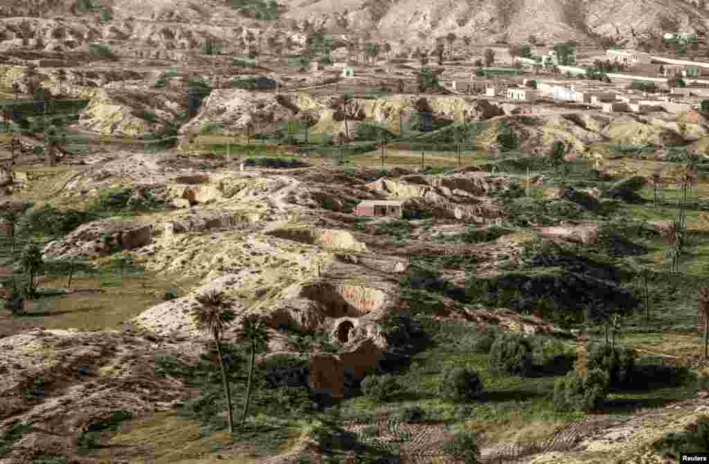 A general view of troglodyte houses in Matmata, Tunisia.