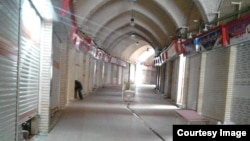 A bazaar is empty of business as a strike continues in Marivan, Iran, April 20, 2018.