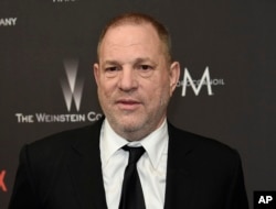 FILE - Harvey Weinstein arrives at The Weinstein Company and Netflix Golden Globes afterparty in Beverly Hills, California, Jan. 8, 2017.