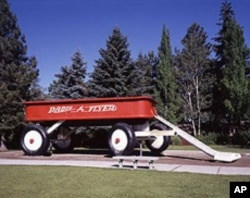This giant Childhood Express wagon in a Spokane, Washington, park serves as a children's slide. It was created by Ken Spiering.
