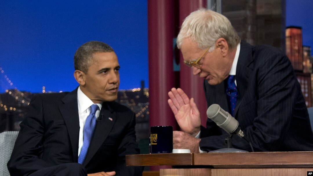 Tổng thống Barack Obama nói chuyện với David Letterman trên đài truyền hình CBS ở New York, 18/9/2012
