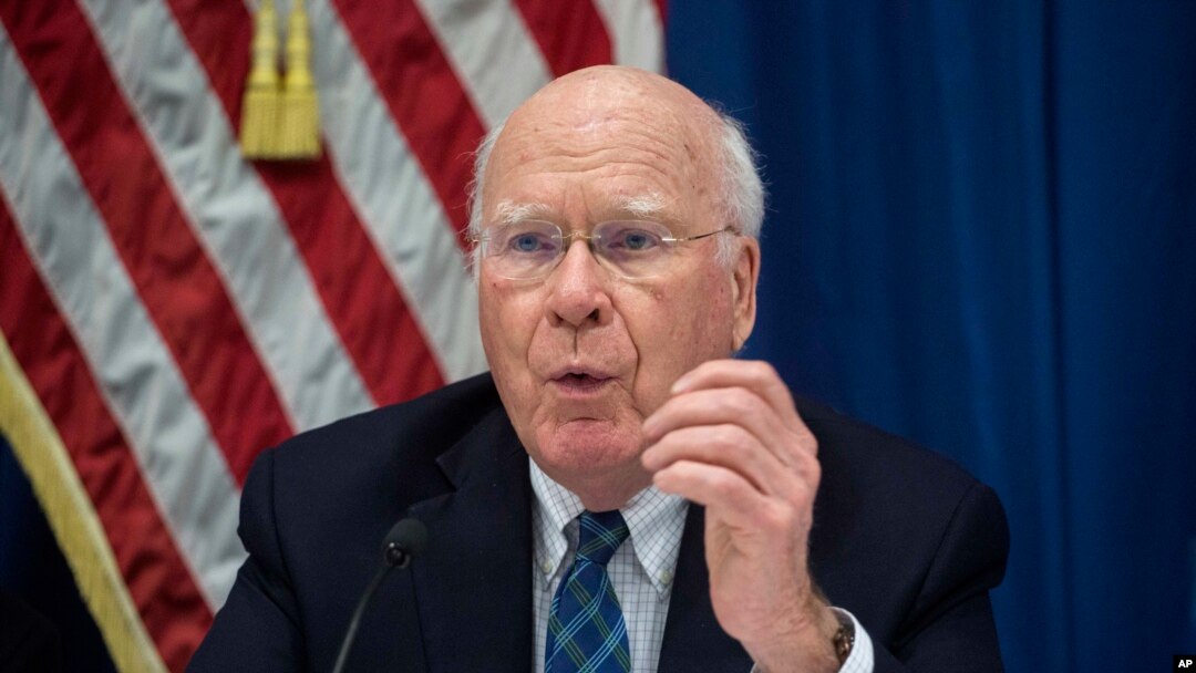 U.S. Senator Patrick Leahy of Vermont speaks at a press conference, Feb. 22, 2017. Leahy was among the members of Congress to object to aspects of President Donald Trump's budget.