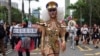 People wearing costumes participate in the annual Taiwan's Pride parade in Taipei, Taiwan, Oct. 26, 2024. 