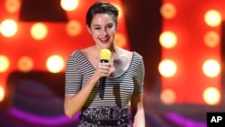 Shailene Woodley accepts the trailblazer award at the MTV Movie Awards at the Nokia Theatre on April 12, 2015, in Los Angeles. 