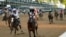 Authentic, with jockey John Velazquez aboard, crosses the finish line to win the 146th running of the Kentucky Derby at Churchill Downs, Sept. 5, 2020, in Louisville, Ky.