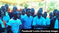 Le ministère Public a requis 3 ans de prison ferme à l'endroit de 10 militants du mouvement Lutte pour le changement (Lucha) lors d’un procès tenu à la cour du Tribunal de Paix de Katoka, à Kananga, Kasaï central, 8 janvier 2017. (Facebook/ Lucha)