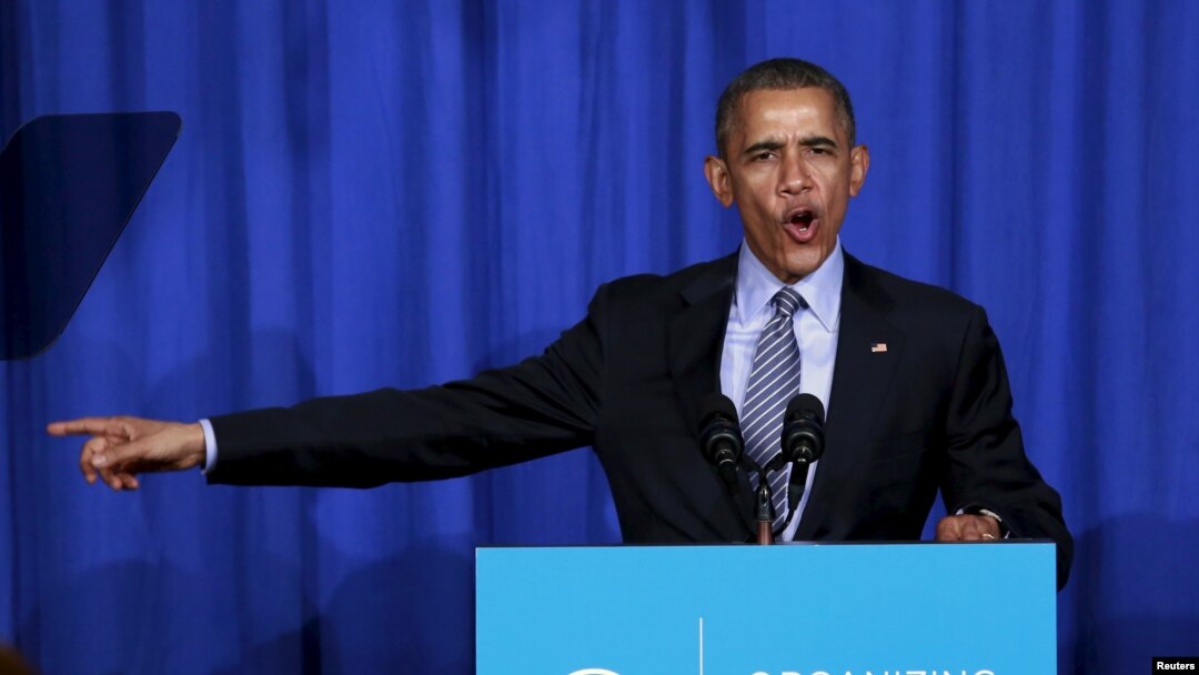 Predsednik Obama obraća se za vreme skupa Organizacije za akciju u Vašingtonu. 