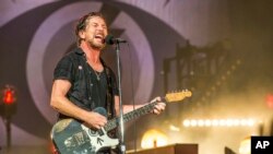 FILE - Eddie Vedder of Pearl Jam performs at Bonnaroo Music and Arts Festival in Manchester, Tennessee, June 11, 2016.