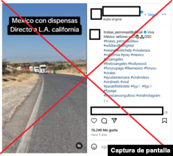 Captura de pantalla de desinformación en Instagram, con fecha de publicación del 10 de enero de 2025.