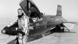 Pilot Neil Armstrong next to an X-15