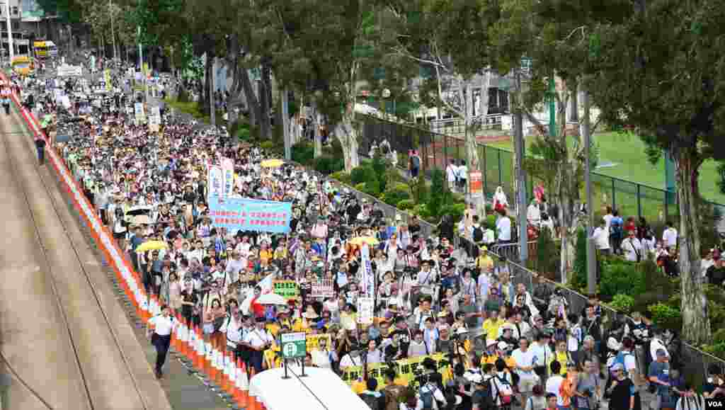 香港民陣表示有5萬人參與今年的7-1大遊行。（美國之音湯惠芸拍攝）