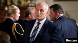 White House Chief of Staff John Kelly stands in the East Room of the White House in Washington, July 31, 2017.
