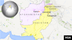 Map: Pakistan, Afghanistan and Pakistan-controlled Kashmir.